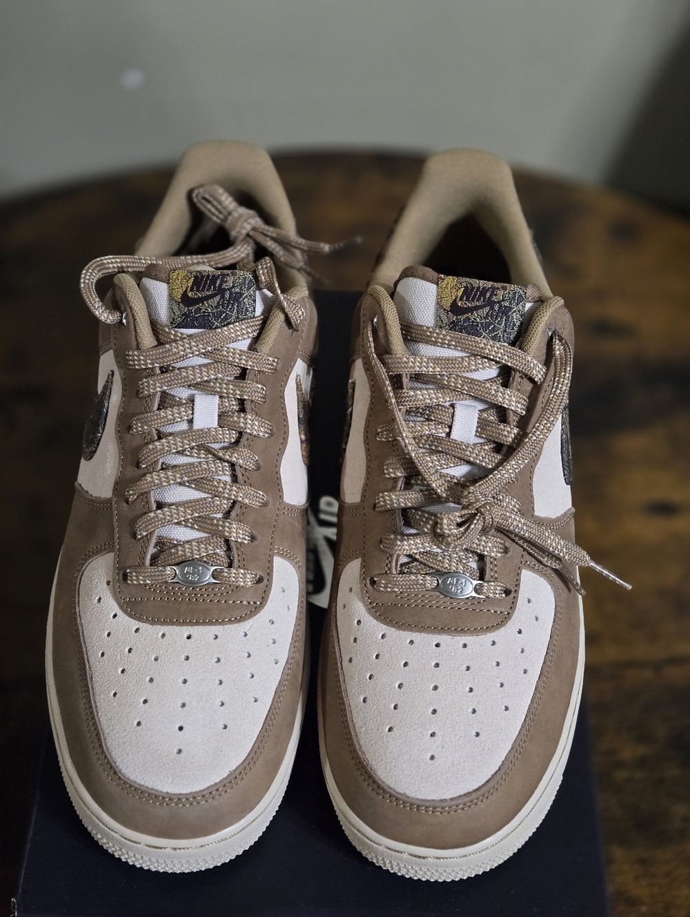 Mens AF1 Khaki Real Leaf Swoosh